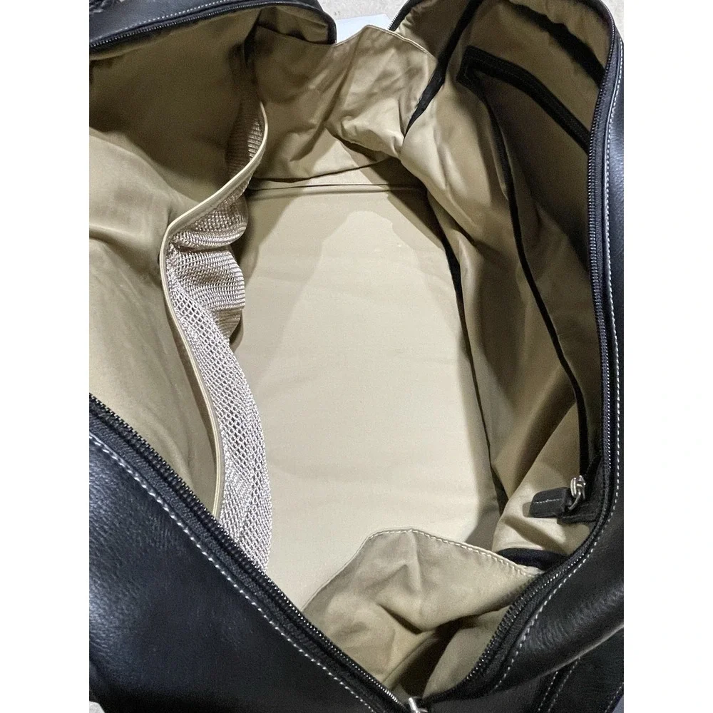 Johnston & Murphy Leather Black Large Weekender Travel Duffle Bag 22